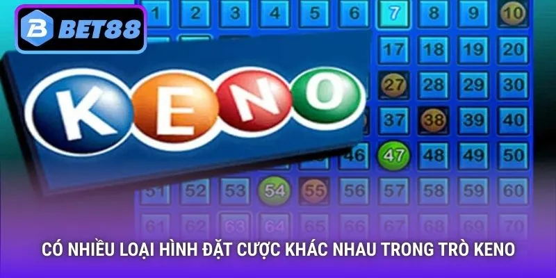 Có nhiều loại hình đặt cược khác nhau trong trò Keno
